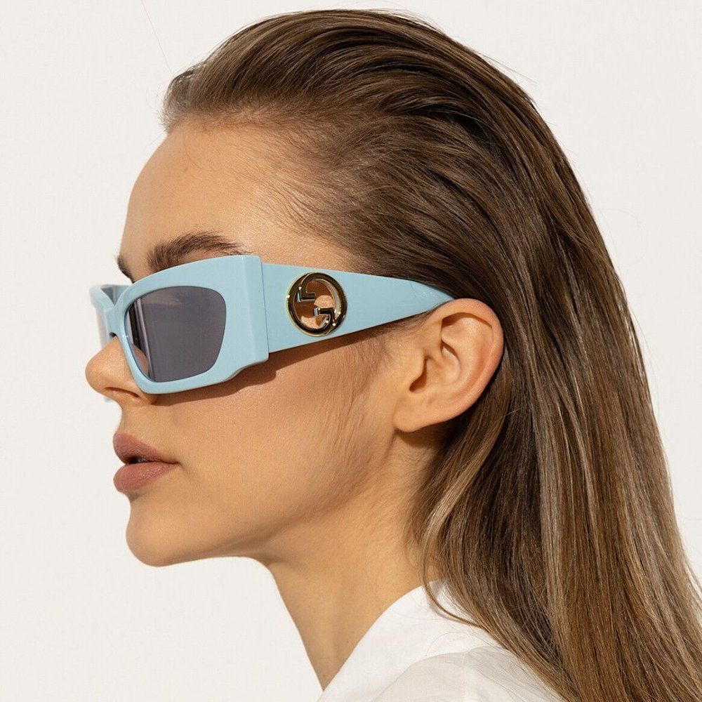 Gucci GG1412S 005 Sunglasses Blue Butterfly Frame, Silver Lenses - Lowest Price!